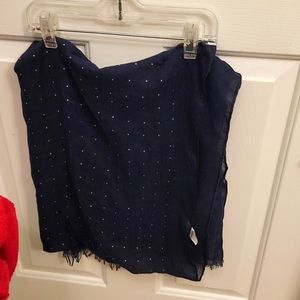 Navy Blue scarf with gold accents